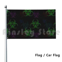 Cyber Biohazard Flag Car Flag Funny Cyber Computer Hacker Glitch Disturbed Danger Biohazard Bio Hazard