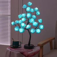 Table Lamp,Desktop Rose Bonsai Tree Light Lamp, Fairy Light Spirit Tree Lamp,24 LED Tree Lamp Decorative Light for Living Room