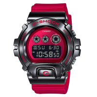 【CASIO 卡西歐】經典個性數位休閒錶/G-SHOCK金屬系列/黑x紅(GM-6900B-4)
