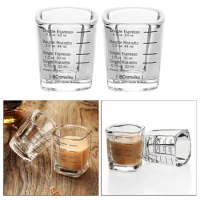 2X 2 oz 60ML Espresso Shot Glass Measuring Cup Glass Heavy Sturdy for Tequila Measurement Bar Kitchen Tool