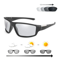 XaYbZc Men Photochromic Sunglasses Matte Black Sports Goggles Women Color Changing Polarized Driving 2024 Sun Glasses