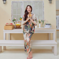 ชุดนอน Muslin Pajamas Organic bamboo รุ่น ใบไม้เขียว NEW (C20 G20) | ชุดนอนชุดเที่ยว,ชุดนอนผู้หญิง ค