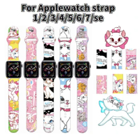 Disney cartoon Marie Cat for Apple watch strap iwatch7/6/5/4/3/2/SE printing Replacement watch bands 38mm 42mm 45mm gifts
