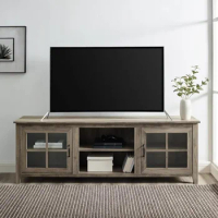 New-Walker Edison Portsmouth Classic 2 Glass Door TV Stand for TVs up to 80 Inches, 70 Inch, Grey Wash