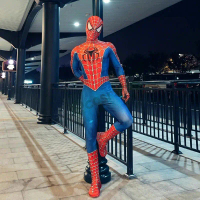 ชุดคอสเพลย์ Spider Man, สำหรับผู้ใหญ่, Tobey Maguire, ชุดบอดี้สูทซูเปอร์ฮีโร่ Zentai, ชุดจั๊มสูท, เห