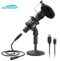 MAONO USB/XLR Professional Microphone with Gain Knob and Zero Latency Monitoring for Podcasts Condenser Mic For Laptop/Computer