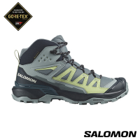 官方直營 Salomon 女 X ULTRA 360 Goretex 中筒登山鞋 綠/藍/灰