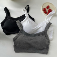 Spot parcel post Popular Korean Style Pure Cotton Short Chest-Wrapped Girl Tube Top Student Integrated Fixed Cup Comfortable Basic Beauty Back Underwear