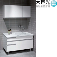 【大巨光】(GN-120)實心人造石洗衣槽檯面/白色結晶板/嵌亮鉻色鋁把手/最能適合室外陽台環境