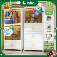 On Sale INHO L70–90cm Foldable Wardrobe Storage Cabinet Stackable Adult Kids Clothes Wardrobe Storag