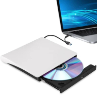 Hot-External CD DVD +/-RW Drive, USB 3.0 &amp; USB-C Portable CD &amp; DVD ROM Burner Player Reader Writer Rewriter Disc Drive