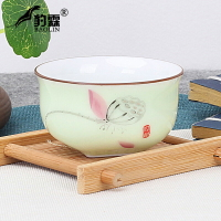 功夫小茶杯陶瓷茶盞茶碗家用品茗杯紫砂主人杯青花瓷陶瓷德化