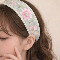 Bando Renda Flower Aesthetic Headband Pink