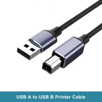 High Speed 2.0 Printer Cable 2m 3m Type USB A to USB B Cable Braided Fax Machine Scanner Cord For Camera Epson HP Canon Printer