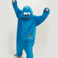 New Adult Cookie Monster Pajamas Sleepsuit Sleepwear Pyjamas Unisex Onesie