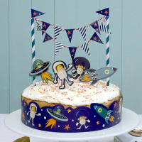 【Rex LONDON】圍邊+蛋糕裝飾 太空冒險(烘焙紙墊 花墊紙)