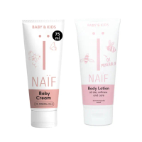 【荷蘭NAIF】棉花籽滋潤身體乳200ml+天然舒敏滋養霜75ml(寶寶乳液 保濕乳液)