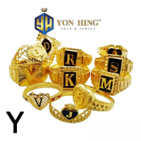 Cincin Huruf Y Pelbagai Saiz 11.5 13.5 Emas 916 Yon Hing