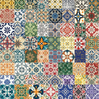 พร้อมส่งretro tiles INS 60pcs sticker  สติกเกอร์กันน้ำรูปแบบที่แตกต่างกัน 60ชิ้น