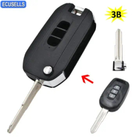 Ecusells 3 Button Flip Remote Smart Car Key Shell Case Housing Cover For Chevrolet Captiva 2006 2007 2008 2009 with Uncut Blade