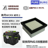 適用WORX威克士20V WU036 / WU036.9乾濕兩用吸塵器微塵PM2.5 HEPA濾網濾芯