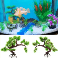 Fish Tank Aquarium Decoration Artificial Welcome Pine Plastic Bonsai Pine Tree Removable Home Garden Decor Aquatic Pet Supplies