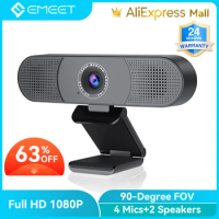1080P Webcam with Speakers USB 3-in-1 HD Web Camera EMEET C980 Pro with Microphones for Video Streaming Live