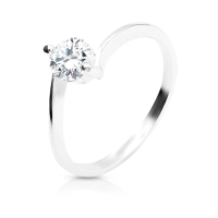 SO SEOUL Athena Brilliant Cut Solitaire Diamond Simulant Zirconia 0.5 CT Tension Setting Silver Ring