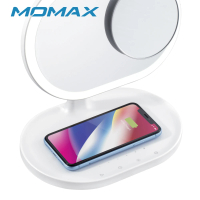 【Momax】Q.Led Mirror 化妝鏡&amp;無線充電&amp;藍牙音箱QL3(無線充電+藍牙喇叭+化妝鏡)