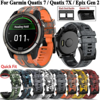 22 26mm Smart Watch Band For Garmin Quatix 7 7X 6 5 3 Solar Edition EPIX 2 Silicone Quick Fit Fenix 7X Strap Wristband Bracelet