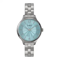 Jam Tangan Wanita Timex Peyton TW2W98400 Ladies Blue Aquamarine Dial Stainless Steel Strap