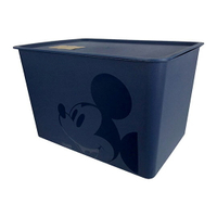 小禮堂 迪士尼 米奇 日製 方形塑膠拿蓋收納箱 玩具箱 衣物箱 17L (L 深藍 大臉)
