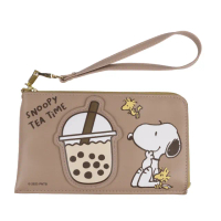 【SNOOPY 史努比】史努比與珍奶手機收納包(手機包)