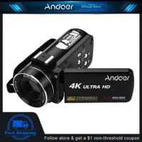 Andoer 4K Digital Video Camera Professional Handheld DV Camcorder 3.0 Inch IPS Monitor Burst Shooting Anti-Shaking Function