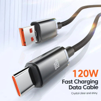 สายดาต้า USB ชนิด C สายชาร์จเร็ว6A 120W USB C 6A 120W สาย USB Type C 120W การชาร์จอย่างรวดเร็ว 1/1.5