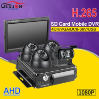 2020 New 1080P H.265 4CH SD Card Car Dvr + Inside Outside 2.0MP Camera +Car Monitor+32G SD Card For Option