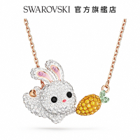 SWAROVSKI 施華洛世奇 Zodiac Rabbit 項鏈, 兔子和紅蘿蔔, 漸層色, 鍍玫瑰金色調