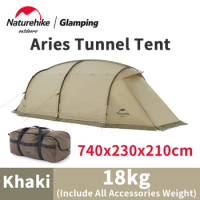 Naturehike ARIES 4-6 Persons Tunnel Tent 210T Wind Resistance 4 Doors Camping Family Big Tent Two Spaces With Snow Skirt