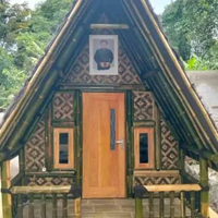 rumah pondok bambu gazebo siap huni ukuran 3x3 klasik hitam