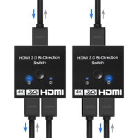 HDMI Switch 8K/4K/1080P Bidirectional 2 Input to 1 Output HDMI Switcher 2x1 Out Supports HDMI Switch for HDTV Blu-Ray Player