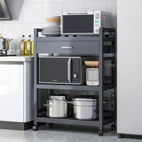 廚房置物架落地多層帶抽屜多功能家用鍋具儲物架烤箱微波爐收納架