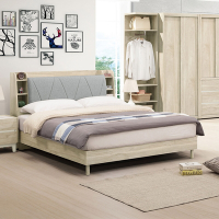 Boden-羅菲5尺雙人床組/床架(附插座收納床頭箱+床架式床底-六分木心板床板-不含床墊)