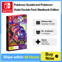 Pokemon Scarlet and Violet Double Pack Steelbook Edition Nintendo Switch Game Deals Physical Game Card for Switch OLED Lite