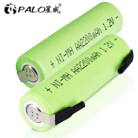 1.2V AA Rechargeable Battery 2200mah NiMh Cell Green Shell with Welding Tabs for Philips Electric Shaver Razor Braun Toothbrush