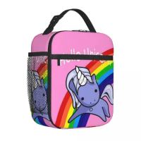 Takeshi Kovaks Backpack - Hello Unicorn Insulated Lunch Bag Fashionable With Zipper Mesh Bag School Birthday Gift