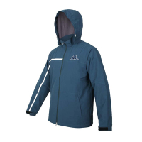 KAPPA 男連帽外套-平織 防風 防水 休閒 保暖 刷毛 風衣 321H16W-WQ7 藍綠白