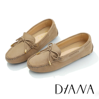 DIANA 磨砂牛皮蝴蝶結平底莫卡辛鞋(可可)