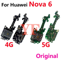 Original For Huawei Nova 6 4G 5G Honor V30 Pro SIM Card Reader Socket Tray Microphone Board Signal Antenna Connect Flex Cable