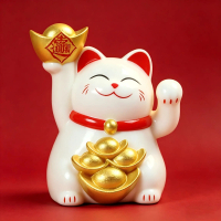 Kucing Bertuah Tenaga Suria 2inch Fortune Cat Hiasan Meja Kereta & Rumah Hiasan Feng Shui Tarik Reze