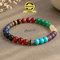 Gelang Aesthetic Tasbih Batu Alam Kristal Akik Pirus Biru, Kecubung Ungu, Citrine, Aventurine, Giok 